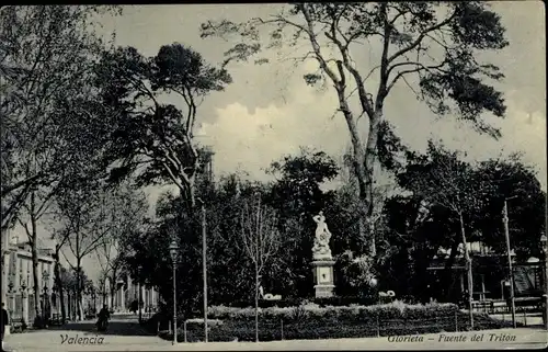 Ak Valencia Stadt Spanien, Glorieta Fuente del Triton