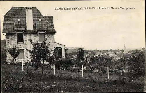 Ak Montigny Devant Sassey Meuse, Route de Mont, Vue generale