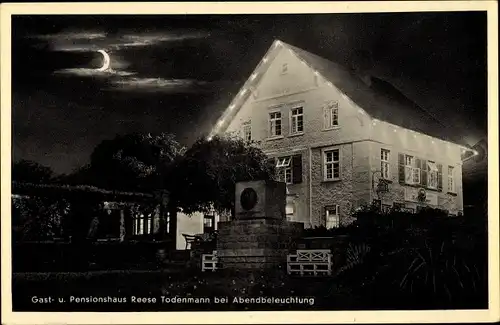 Mondschein Ak Rinteln an der Weser, Gasthaus Reese Todenmann