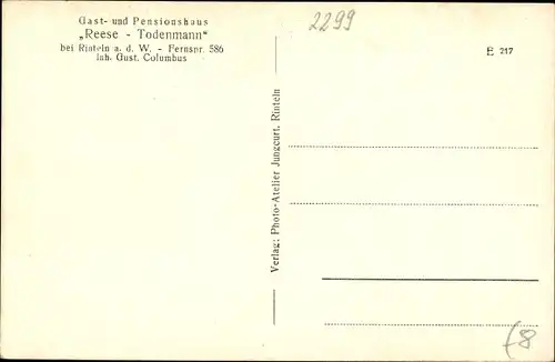 Mondschein Ak Rinteln an der Weser, Gasthaus Reese Todenmann