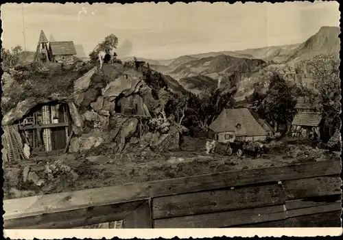 Foto Ak Schnitzstube Frohnauer Hammer, Erzgebirgische Schnitzkunst, Erbaut von Joh. Meier