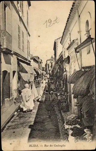 Ak Blida Algerien, Rue des Coulougles