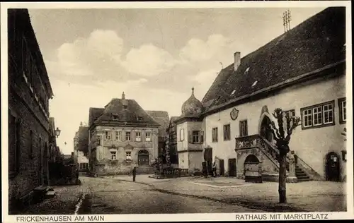 Ak Frickenhausen am Main, Rathaus mit Marktplatz