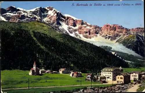 Ak Sulden Solda Stilfs Stelvio Südtirol, Panorama, S. Gertrude, Gebirge