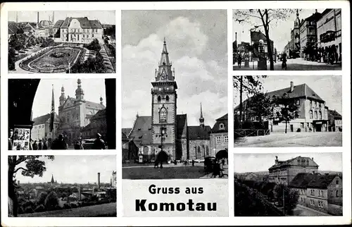 Ak Chomutov Komotau Reg. Aussig, Rathaus, Teilansichten der Stadt