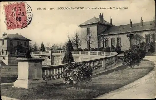 Ak Boulogne sous Seine Hauts de Seine, Entrée des Serres de la Ville de Paris