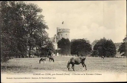 Ak Condé sur Iton Eure, Ancien et Nouveau Chateau