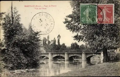 Ak Damville Eure, Pont de Pierre, Iton
