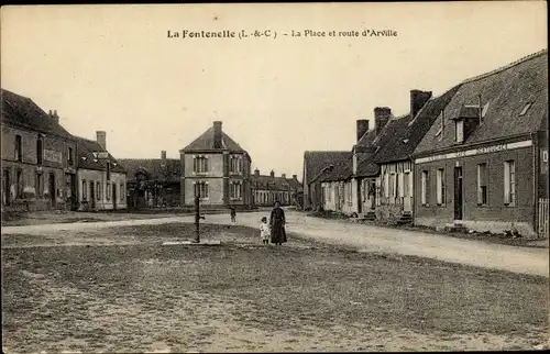 Ak La Fontenelle Loir et Cher, La Place et route d'Arville