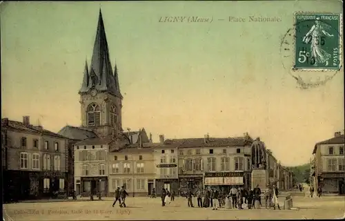 Ak Ligny Meuse, Place Nationale