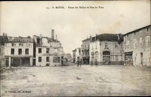 Ak Saint Mihiel Meuse, Place des Halles et Rue du Pont