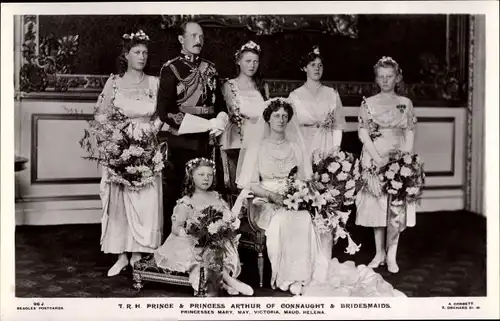 Ak Prince Arthur of Connaught, Princess, Bridesmaids, Mary, May, Victoria, Maud, Helena
