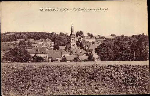 Ak Menetou Salon Cher, Vue générale prise du Prieure