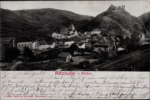 Ak Altenahr in Rheinland Pfalz, Panorama vom Ort, Bahnhof