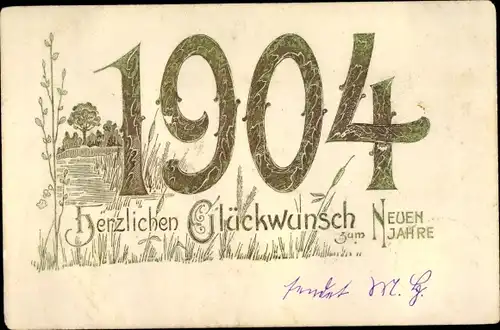 Präge Ak Glückwunsch Neujahr, Jahreszahl 1904