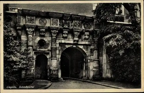 Ak Legnica Liegnitz Schlesien, Schlossportal