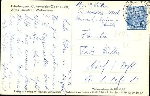 Foto Ak Cunewalde in der Lausitz, Altes Lausitzer Weberhaus