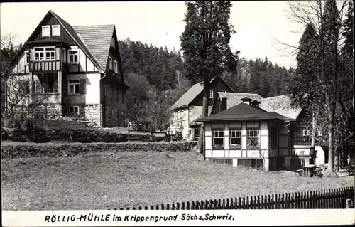 Ak Kleingießhübel Reinhardtsdorf Schöna in Sachsen, Röllig Mühle im Krippengrund