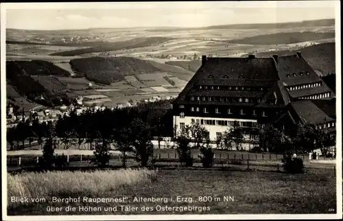 Ak Altenberg im Osterzgebirge, Berghof Raupennest mit Umgebung