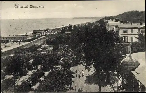 Ak Ostseebad Zinnowitz auf Usedom, Promenade, Strand, Familienbad