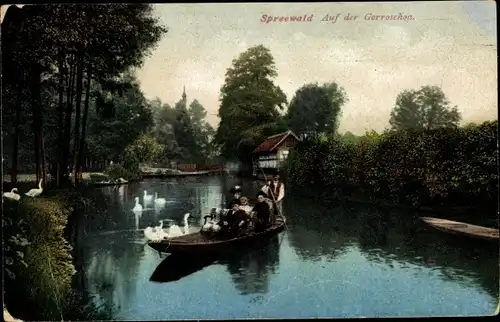 Ak Spreewald, Auf der Gorroschon, Kahnpartie