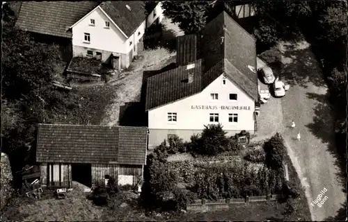 Ak Rosbach Sieg Windeck, Gasthaus Bachmühle, Vogelschau