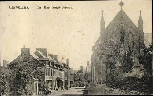 Ak Landelles et Coupigny Calvados, La Rue Saint Ortaire