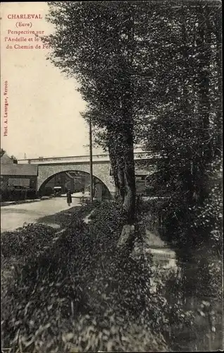 Ak Charleval Eure, L'Andelle, Pont du Chemin de Fer