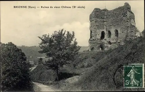 Ak Brionne Eure, Ruines du vieux Chateau