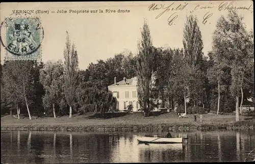 Ak Vernon Eure, Jolie Propriété sur la Rive droite