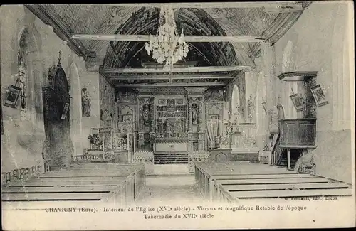 Ak Chavigny Eure, Eglise, Interieur