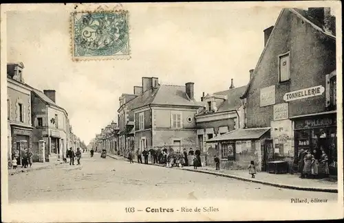 Ak Contres Loir et Cher, Rue de Blois, Rue de Selles, Tonnellerie