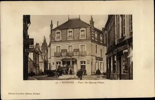 Ak Bourges Pignoux Cher, Place des Quatre Piliers