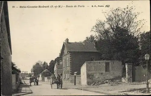 Ak Brie Comte Robert Seine et Marne, Route de Paris