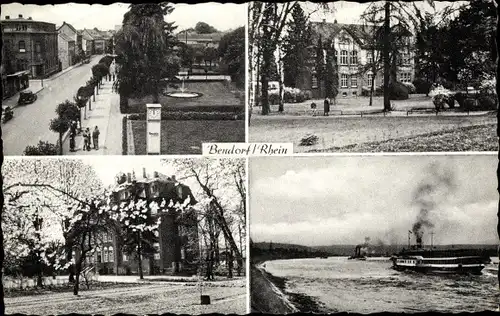 Ak Bendorf in Rheinland Pfalz, Parkpartie, Parkhaus im Frühling, Rheinpartie mit Dampfer