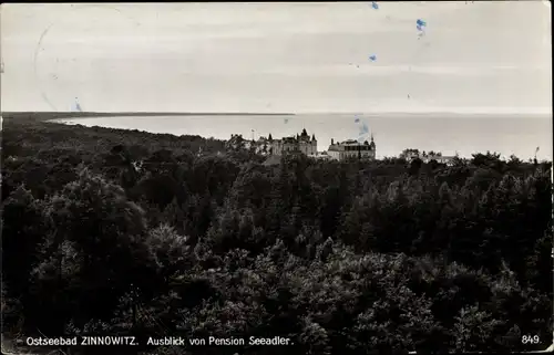 Ak Ostseebad Zinnowitz auf Usedom, Ausblick von Pension Seeadler