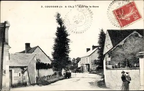 Ak Couddes Loir et Cher, Rue de la Gare