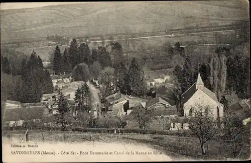 Ak Savonnieres Meuse, Cote Est, Pont Dammarie et Canal de la Marne au Rhin