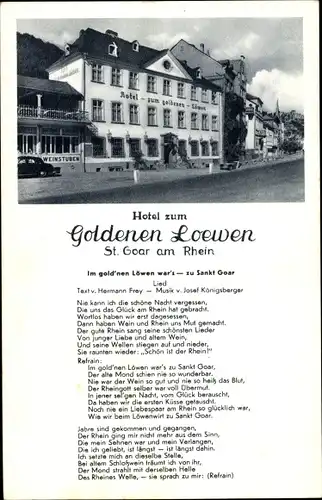 Lied Ak Sankt Goar Rheinland Pfalz, Hotel zum Goldenen Löwen