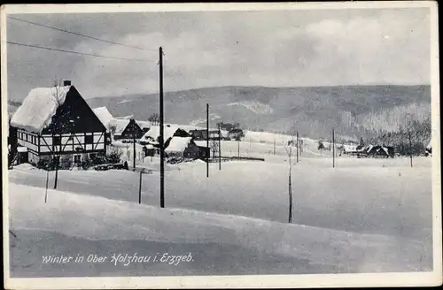 Ak Ober-Holzhau Rechenberg Erzgebirge, Winterlandschaft