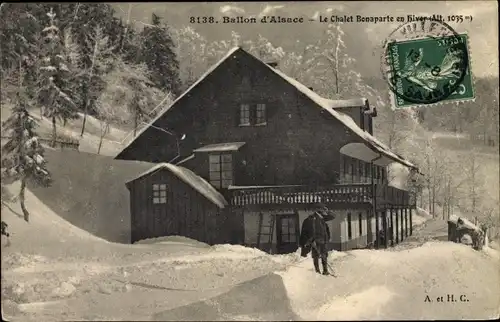 Ak Saint Maurice sur Moselle Vosges, Ballon d'Alsace, Le Chalet Bonaparte en hiver