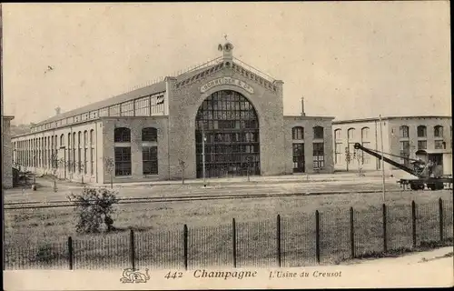 Ak Champagne sur Seine Seine et Marne Usine du Creusot