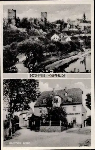 Ak Kohren Sahlis Frohburg Sachsen, Burgruine, Gaststätte Sahlis