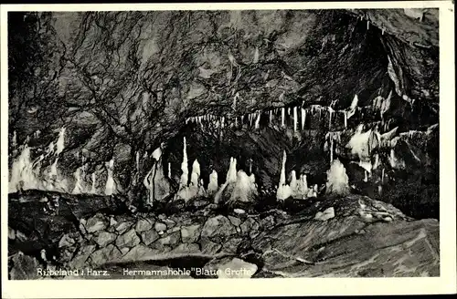 Ak Rübeland Oberharz am Brocken, Hermannshöhle Blaue Grotte