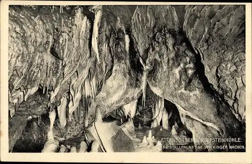 Ak Rübeland Oberharz am Brocken, Kristallpalast mit Wickinger Nachen, Attendorner Tropfsteinhöhle