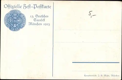Künstler Ak München Bayern, 13. Deutsches Turnfest 1923, Ritter, Reiter
