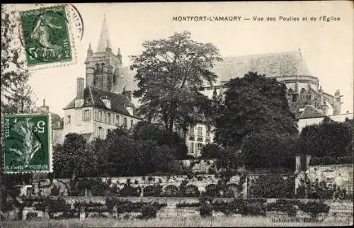 Ak Montfort l'Amaury Yvelines, Poulies, Eglise