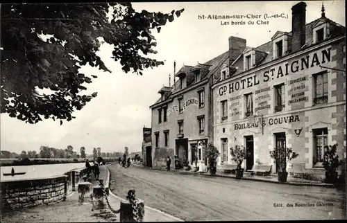 Ak Saint Aignan sur Cher Loir et Cher, Les bords du Cher, Grand Hotel