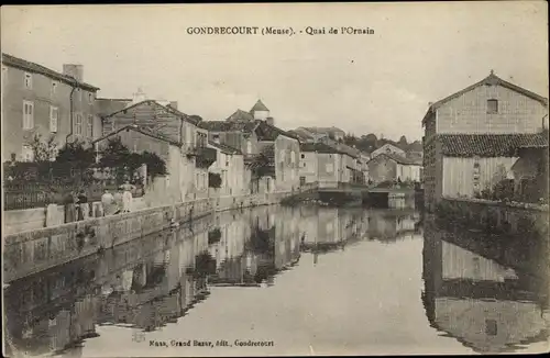 Ak Gondrecourt Meuse, Uferpartie, Quai de l'Ornain