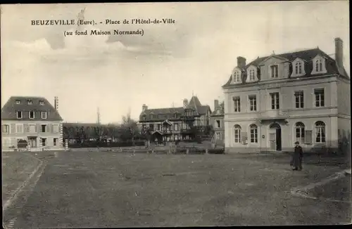 Ak Beuzeville Eure, Place de l'Hôtel de Ville